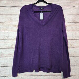 NWT Lane Bryant Fine Merino Collection Wool Purple Pullover Sweater Size 14/16